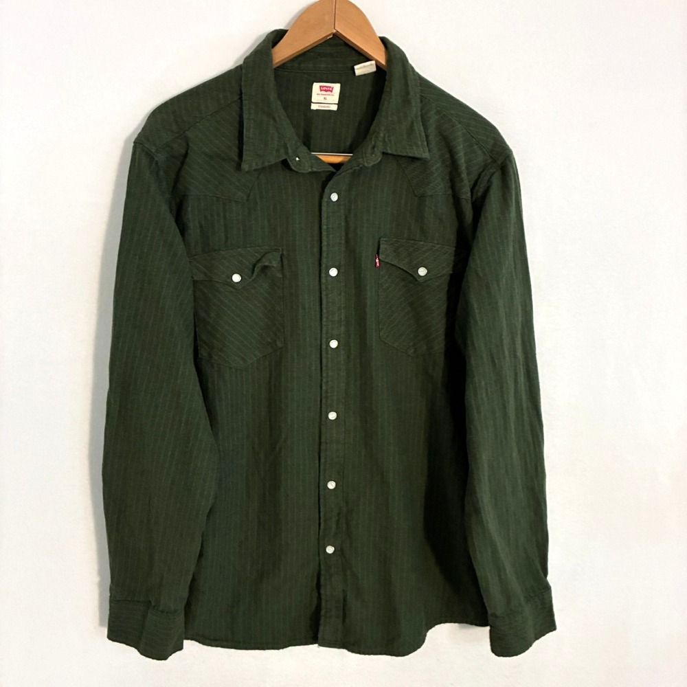 Levi's Western Shirt Men's XL Standard Fit Flap Pocket Pearl Snap Gorpcore